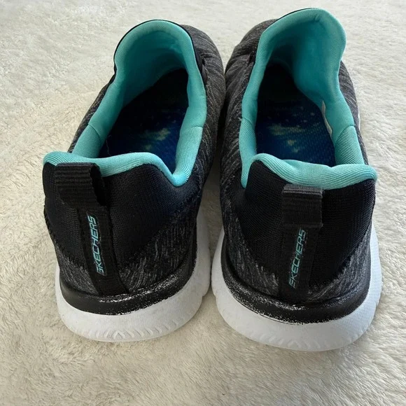 Skechers Summit Quick Getaway Sneaker Shoes Womens 9 Gray Black Blue Sporty Chic - Picture 9 of 13